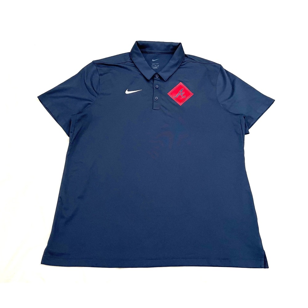 Atlanta Braves Nike Dri-Fit Polo Shirt Men's XL Navy Blue MLB Stretch Wicking